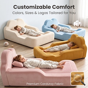 Canapé-lit pliable d'intérieur en <span class=keywords><strong>velours</strong></span> côtelé et fausse fourrure, sans structure, en mousse, pour chambre à coucher et salon – Design et prix en promotion - Product Image 2