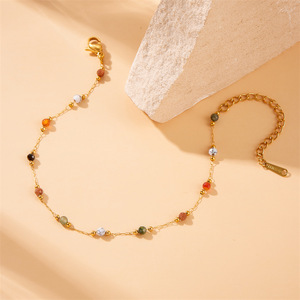 Conjunto de Joyería Boho 3 en 1 con Cuentas de Piedras Multicolores, Cadena de Acero Inoxidable, Joyería de Moda para Vacaciones en la Playa, Alta Calidad - Product Image 4
