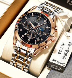 Poedagar Men Watches Luxury Minimalist Calendar Stainless Steel Waterproof Luminous Date Week Sport Wrist Watches Quartz Watches 