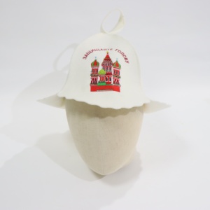 HKZB Chapeau de sauna unisexe en laine, bonnets d'évaporation, bonnets de douche pour bain russe avec motif cathédrale russe, accessoires de salle de bain - Product Image 1