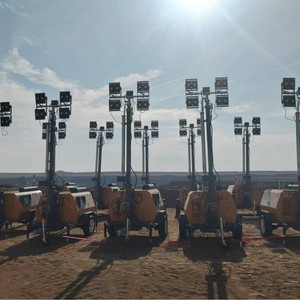<b>Light</b> Tower Solar Powered <b>LED</b> Lighting For Outdoor Mining Construction Sites 50000 Hours Lifespan E27 Bulb Base Steel Lamp - Product Image 1