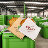 Sac d'emballage alimentaire en kraft recyclable imprimé sur mesure pour pain, gaufres, hamburgers, sandwichs, beignets, en forme de L, triangulaire, résistant à l'huile, pour en-cas