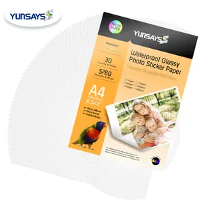Yunsays Brand Wholesale waterproof 4*6 230gsm glossy single side photo paper self adhesive sticker for inkjet printer