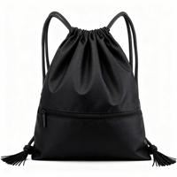 Sac à dos de sport à cordon de serrage personnalisé avec logo, imperméable, portable, durable, grande taille, avec poche avant zippée