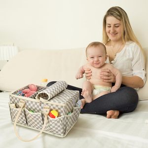 Organisateur de couches en polyester portable élégant avec couvercle peu encombrant Registre de bébé Sac fourre-tout préféré Style Panier de pique-nique - Product Image 5