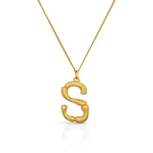 Chris April Simple design 925 sterling silver gold plated 18k gold plated jewelry alphabet S shaped pendant necklaces