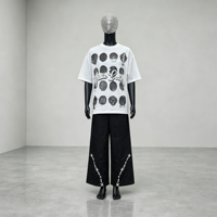 T-shirt blanc ample à col rond 100% coton, impression numérique, manches courtes, 240 grammes, t-shirt doux