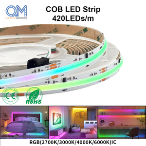 Bande <span class=keywords><strong>LED</strong></span> COB RVB QM DC24V, bande <span class=keywords><strong>LED</strong></span> COB flexible et pliable pour la décoration de la chambre à coucher, <span class=keywords><strong>ruban</strong></span> <span class=keywords><strong>LED</strong></span> COB RVB adressable IC - Product Image 1