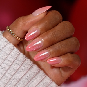 Short Almond Pink Ombre Chrome False Fake <b>Nails</b> <b>Set</b> with Glue Wholesale Soft Gel X Stick Thick Resuable Press on <b>Nails</b> Bulk - Product Image 1
