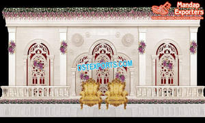 Décor de réception de mariage 6 pièces, décor de scène, en Fiber, pour les cérémonies de mariage japonaises, de style palais asiatique - Product Image 6