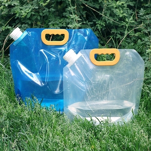 Sac souple transparent bleu de 5L et 10L en stock avec poignée pour emballage de mayonnaise, ketchup, lait, eau, bière, vin et autres liquides - Product Image 4