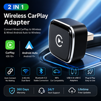 Adaptateur sans fil CarPlay et Android Auto 2-en-1 |   Mini dongle USB-C à faible latence, compatibilité universelle pour voiture