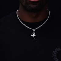 Pendentif en argent 925 avec moissanite ronde taille brillant, style hip-hop, pour femmes et hommes