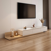 Juego de Mesa de Centro y Mueble para TV Estilo Nórdico, Moderno, Minimalista y Lujoso para Espacios Pequeños, Base Extensible de Madera Natural, Compatible con Televisores