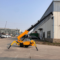 Nouvelles mini-grues araignées sur chenilles avec bras hydrauliques articulés et nacelles suspendues