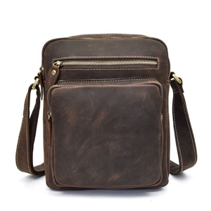 Sac messager vintage en cuir pour hommes, sac à bandoulière de voyage de grande capacité - Product Image 3