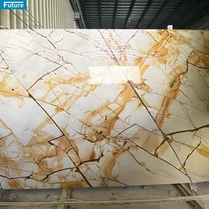 Sang trọng chất lượng hàng đầu đánh bóng tráng men tường gạch Panel tường sang trọng tự nhiên Maple Vàng phiến đá cẩm thạch cho phòng tắm phòng khách