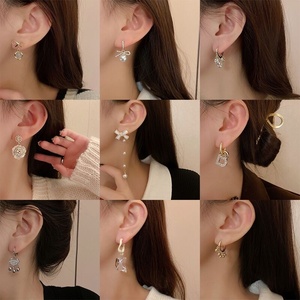 Pendientes <span class=keywords><strong>de</strong></span> Perlas con Forma <span class=keywords><strong>de</strong></span> Corazón en Aleación S925, Elegantes y <span class=keywords><strong>de</strong></span> Alta Gama, Estilo Pañuelo para la Cabeza, Novedad <span class=keywords><strong>2022</strong></span>, Popular en Internet - Product Image 2