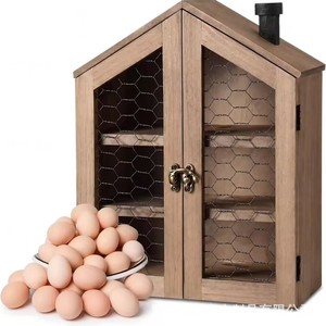Range-œufs en bois en forme de maison, double porte, pour rangement transfrontalier, décoration de cuisine - Product Image 5
