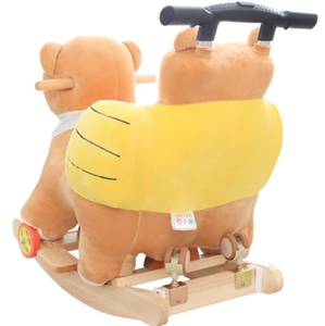 यूनिकॉर्न हॉर्स प्लग खिलौना बच्चों का पहला जन्मदिन उपहार बेबी ठोस लकड़ी रॉकिंग घोड़ा - Product Image 1