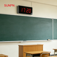 Jam Dinding Digital SUNPN Modern Berbahan Aluminium Sinkronisasi NTP Elektronik GPS/BeiDou Jaringan 4G untuk Rumah Sakit & Sekolah