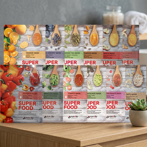 EYENLIP Super Food Masque Visage en Feuille Thé vert, Orange, Avocat, Grenade, Tomate, Citrouille, Myrtille/Fabriqué en Corée - Product Image 3