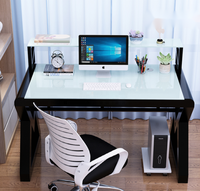 Yq Jenmw Minimalistische Stijl Computer Bureau Zorgvuldig Gemaakt Door Gehard Glas En Metalen Stalen Frame Computer Bureau