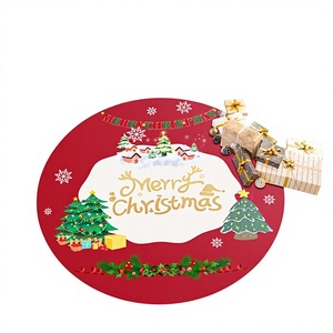 Tapis <span class=keywords><strong>de</strong></span> Noël imprimé transfrontalier, tapis pour arbre <span class=keywords><strong>de</strong></span> Noël, ambiance festive, rouge, lavable à la main, tapis décoratif pour chambre à coucher - Product Image 1
