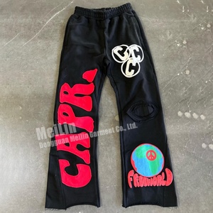Pantalon de jogging ample et évasé style vintage délavé avec patch brodé et appliqué pour fabricants de vêtements - Product Image 3