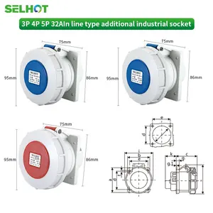 High quality 3 phase industrial ip67 waterproof 16a 32a 63a 125a 3pin 4pin 5pin industrial plug and socket