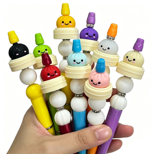 3D Dumpling Food Grade BPA Free <b>Silicone</b> Pen <b>Beads</b> with Cute Faces Multicolor Loose <b>Beads</b> DIY Craft Accessories for Teething - Product Image 1