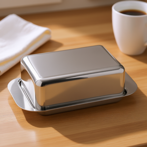 Mantequillera rectangular de acero inoxidable de 125g con tapa para uso en la cocina - Product Image 3