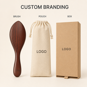 Brosse à cheveux en bois de Schima avec logo personnalisé, brosse à barbe incurvée à long manche pour hommes, brosse de coiffure pour barbier, 360 Wave - Product Image 3