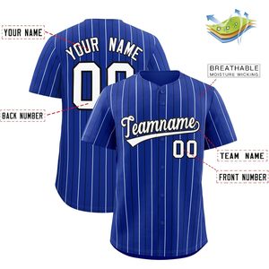 Maillot de baseball personnalisé à rayures fines, unisexe, pour adulte, boutonné, avec nom, numéro et logo d'équipe, anti-humidité - Product Image 2