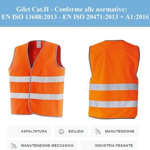 Gilet di Sicurezza Riflettente Arancione ad Alta Visibilità con Strisce Riflettenti per Edilizia e Uso nel Traffico - Product Image 4