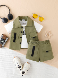 Nouvelle collection été 2026 : Ensemble trois pièces sportif et urbain pour hommes et enfants, modèle uni, tendance et très demandé pour l'e-commerce transfrontalier. - Product Image 2