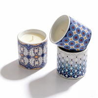 FORTUNE BOLIN Tasse en céramique imprimée élégante Bougie parfumée Maison Vacances Style bohème Bougie parfumée à la cire de soja sans fumée