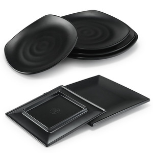 <b>Black</b> Square Melamine <b>Plate</b> For Steak And Seafood Restaurant Use Party Serving Dish Solid Color Durable Tableware - Product Image 3