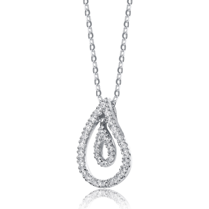 TD Collette Z argento Sterling ciondolo a goccia con bianco zirconi collana alla moda - Product Image 2