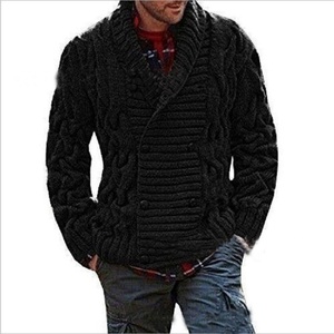2022 Europeo Americano transfronterizo para <span class=keywords><strong>Amazon</strong></span> hombres cuello en V doble botonadura gruesa cárdigan de punto suéter botón invierno - Product Image 4