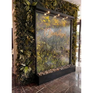 Mur d'eau en verre trempé H200-280 cm x L100-200 cm avec logo personnalisé pour les hôtels, bureaux et halls intérieurs - Product Image 1