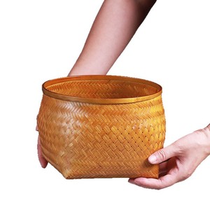 <b>Bamboo</b> Woven Storage Basket Round Kitchen Food <b>Container</b> Handmade Craft For Neatening - Product Image 5
