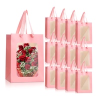 Sacs cadeaux en papier kraft personnalisés avec fenêtre transparente pour bouquet de fleurs, bougies/artisanat, impression offset, recyclables, écologiques