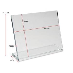 Expositor de Acrílico Transparente 190X150X10 mm con Cristal Inclinado y Base para Uso en Mesa - Product Image 2