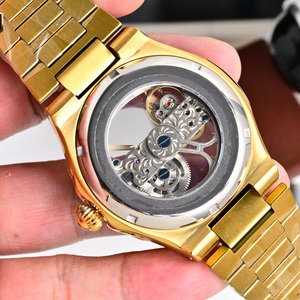 Reloj de Lujo para Hombre, Diseño Automático Esqueleto, Tono Dorado, Correa de Acero, Logotipo Personalizado, OEM, ODM, Venta al Por Mayor - Product Image 6