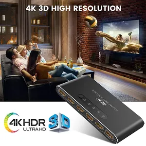 2024 HDMI Switcher 1 In 5 Out HDMI Switcher Supports 4K30Hz 1080P60Hz High Resolution with IR Remote Control for Computer XBOX