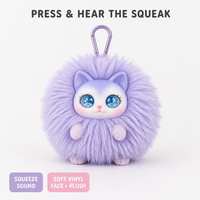 Porte-clés en peluche chat mignon et moelleux avec visage en vinyle, boîte mystère en résine, sonore, 5 styles, breloque de sac aléatoire, cadeau surprise
