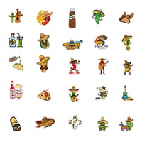 Taco de cuisine mexicaine mignon de dessin animé autocollants décoratifs PVC pour bouteille murale de voiture ordinateur portable Chic Cactus décoration de la maison mexicaine