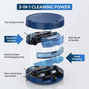 Intelligent robot <b>vacuum</b> with water tank Automatic <b>vacuum</b> <b>cleaner</b> <b>wet</b> <b>and</b> <b>dry</b> cleaning robot - Product Image 6
