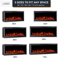 Cheminée électrique murale de 40, 50, 60 pouces avec manteau décoratif, flamme LED simulée, bouton tactile et télécommande, économe en énergie